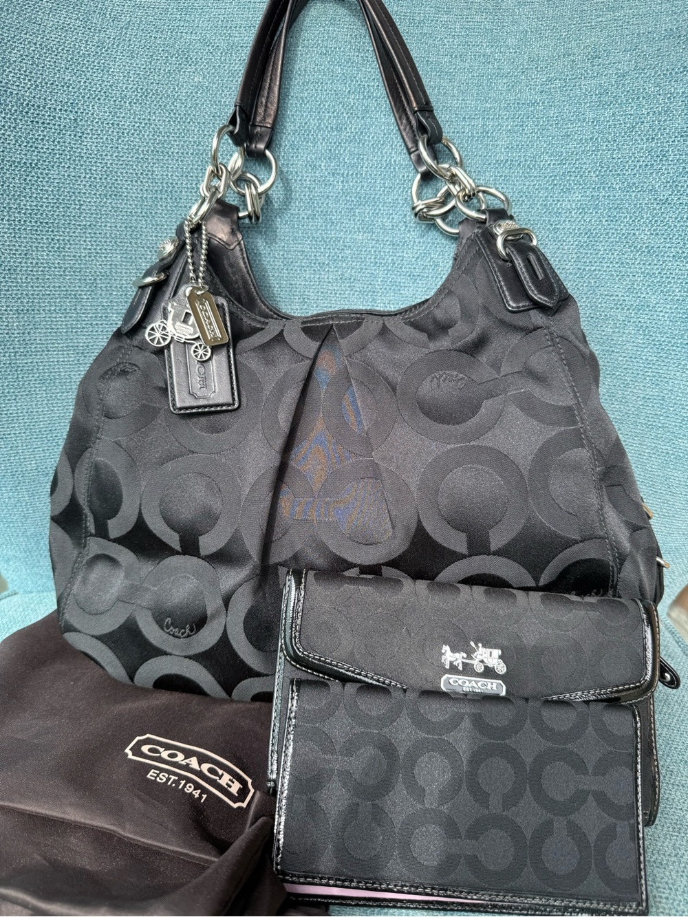 Coach Madison Maggie shoulder bag with matching wallet and check book cover set